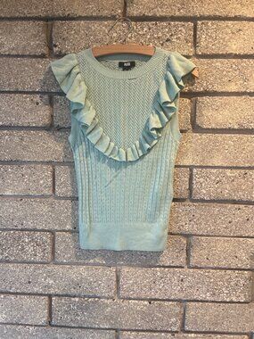 Paige XS Mint Green Ruffle Knit Sleeveless Top